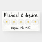 白黄色デイジー花 フローラル ガーデンパーティー 横断幕 (横)