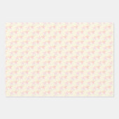 白黄色ピンクのパステルカラー上のヒトデ模様 ラッピングペーパーシート (正面3)