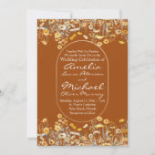 白黄色ワイルドフラワー テラコッタ ウェディング 招待状 (正面)