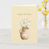 白黄色水仙の花の誕生日 カード (黄色い花)