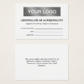 白黒あなたのロゴの真正性証明書 (正面&裏面)
