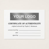 白黒あなたのロゴの真正性証明書 (正面)