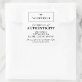 白黒あなたのロゴの真正性証明書 スクエアシール (バッグ)