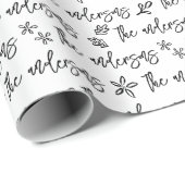 白黒あなたの家族の名前クリスマスパターン ラッピングペーパー (ロールコーナー)