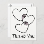 白黒ありがとうございますハート結婚式 ポストカード (正面/裏面)