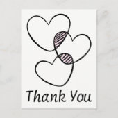 白黒ありがとうございますハート結婚式 ポストカード (正面)