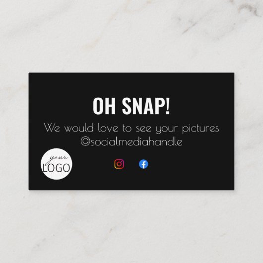 白黒ありがとうソーシャルメディアビジネスロゴ 名刺 (裏面)