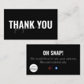 白黒ありがとうソーシャルメディアビジネスロゴ 名刺 (正面/裏面)