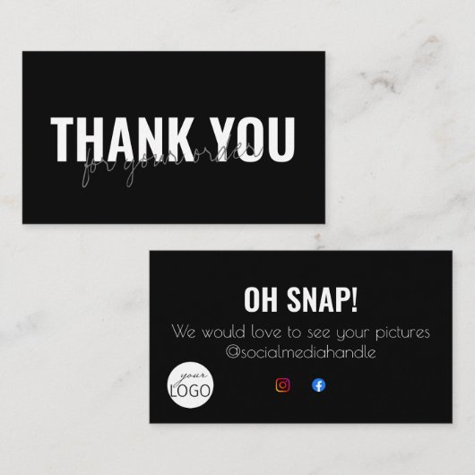 白黒ありがとうソーシャルメディアビジネスロゴ 名刺 (正面/裏面)