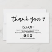 白黒ありがとうハートメディア挿入 招待状 (正面)