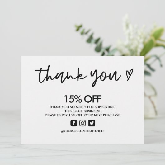 白黒ありがとうハートメディア挿入 招待状 (スタンド正面)