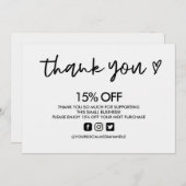 白黒ありがとうハートメディア挿入 招待状 (正面/裏面)