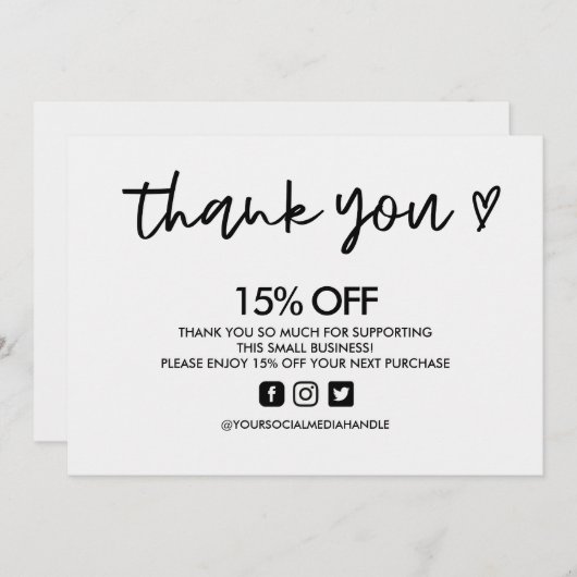 白黒ありがとうハートメディア挿入 招待状 (正面/裏面)