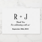 白黒ありがとうモノグラム結婚のミニ スパークリングワインラベル (シングルラベル)