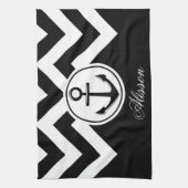 白黒いかりパターン キッチンタオル (縦)