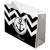 白黒いかりパターン ラージペーパーバッグ (裏面アングル)