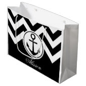 白黒いかりパターン ラージペーパーバッグ (正面アングル)