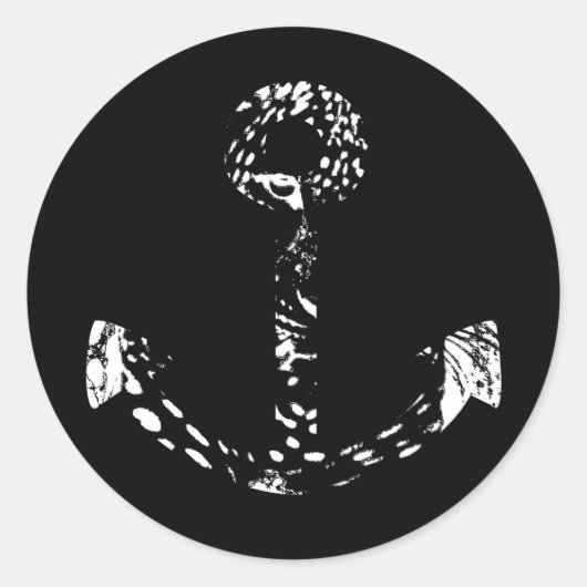 白黒いかりファインアート2 ラウンドシール (正面)