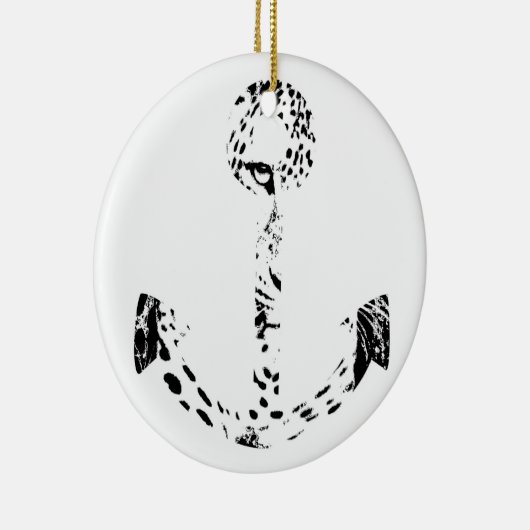 白黒いかりレオパードアイオーバーレイ セラミックオーナメント (右)