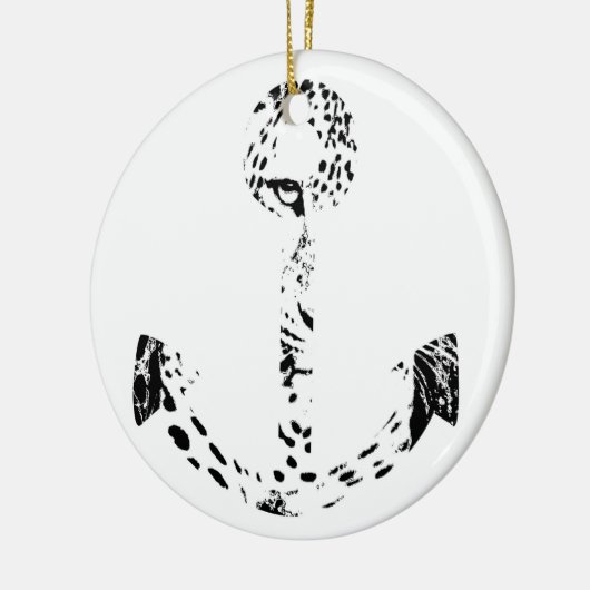 白黒いかりレオパードアイオーバーレイ セラミックオーナメント (左)