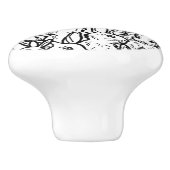 白黒うさぎスケッチカワイユニークトバニー セラミックノブ (側面)