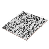 白黒うさぎスケッチズカワイイバニー タイル (側面)