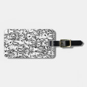 白黒うさぎスケッチモダン動物カスタム ラゲッジタグ (正面横)