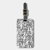 白黒うさぎスケッチモダン動物カスタム ラゲッジタグ (正面縦)