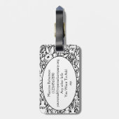 白黒うさぎスケッチモダン動物カスタム ラゲッジタグ (裏面縦)