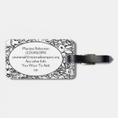 白黒うさぎスケッチモダン動物カスタム ラゲッジタグ (裏面横)