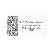 白黒うさぎスケッチモダン動物カスタム ラベル (正面)