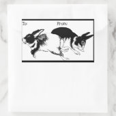 白黒うさぎ遊のギフトラベルシール 長方形シール (バッグ)