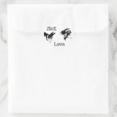 白黒うさぎ「TRUE LOVE」ハートステッカー ハートシール (バッグ)