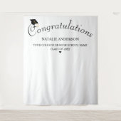 白黒おめでとうございます卒業背景 タペストリー (正面)