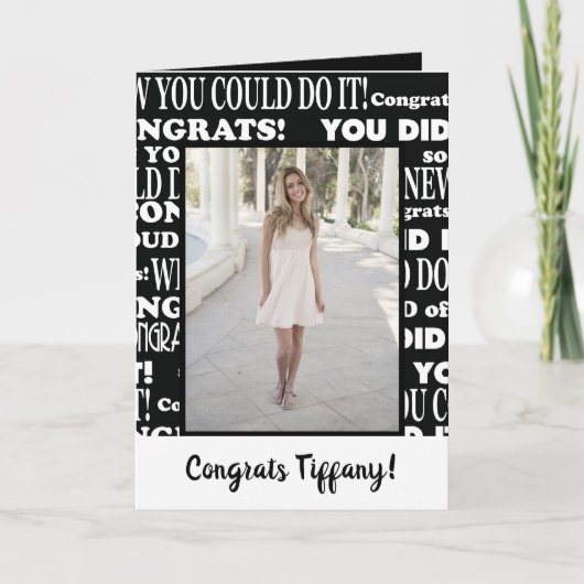 白黒おめでとうの写真 カード (正面)