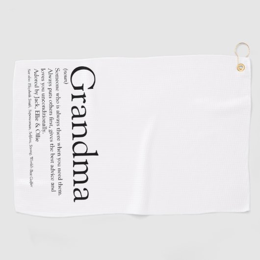 白黒おもしろいおばあちゃんモダンおばあちゃん ゴルフタオル (横)