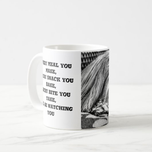 白黒おもしろいでかわいいヨークシャテリア犬 コーヒーマグカップ (正面左)