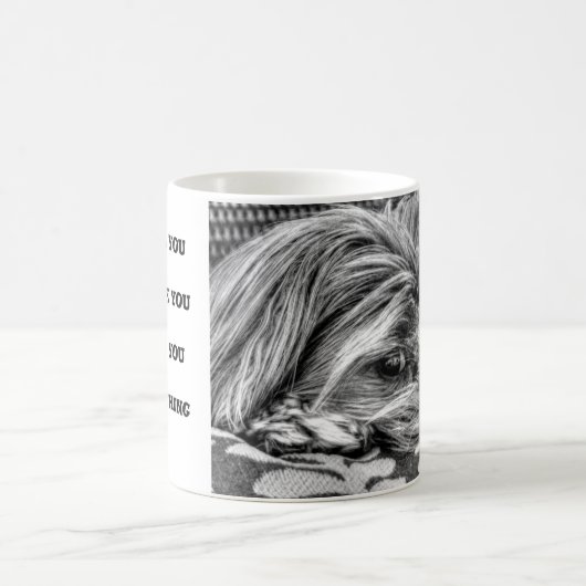 白黒おもしろいでかわいいヨークシャテリア犬 コーヒーマグカップ (中央)