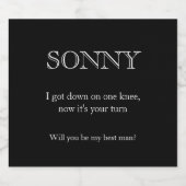 白黒おもしろいな花婿の付添人のギフト ビールラベル (シングルラベル)