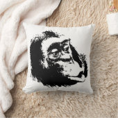 白黒おもしろいアポップ・アートのルトチンパンジー クッション (ブランケット)