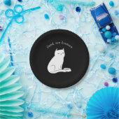 白黒おもしろいキャッ食べ物を与えク「人間」 ペーパープレート (パーティー)