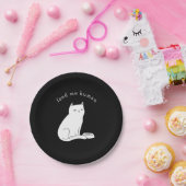 白黒おもしろいキャッ食べ物を与えク「人間」 ペーパープレート (パーティー)