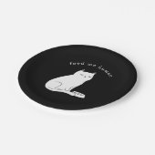 白黒おもしろいキャッ食べ物を与えク「人間」 ペーパープレート (アングル)