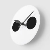 白黒おもしろいキュート顔アイカスタムズカッコいい ラウンド壁時計 (傾斜)