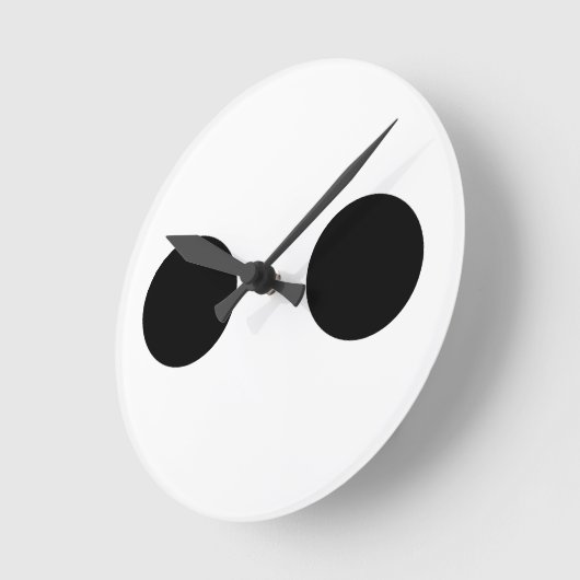 白黒おもしろいキュート顔アイカスタムズカッコいい ラウンド壁時計 (傾斜)