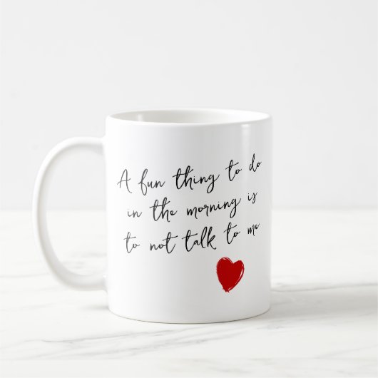白黒おもしろいグッドモーニングウェイクアップ引用文 コーヒーマグカップ (左)