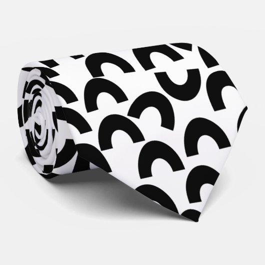 白黒おもしろいタイ、弓の半円ジオメトリック ネクタイ (ロール)