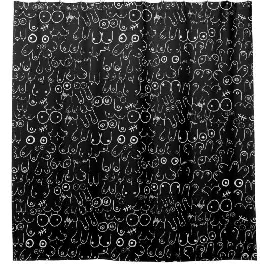 白黒おもしろいデザイン シャワーカーテン (正面)