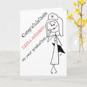 白黒おもしろいナース卒業祝い カード (黄色い花)