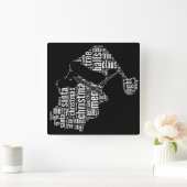 白黒おもしろいメリークリスマスサンタタイポグラフィ スクエア壁時計 (ホーム)